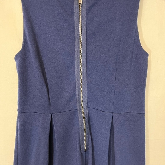 Gap Navy A - Line Tank Dress Pleating Cotton Blend Academia School Girl Size 8 - Picture 3 of 6